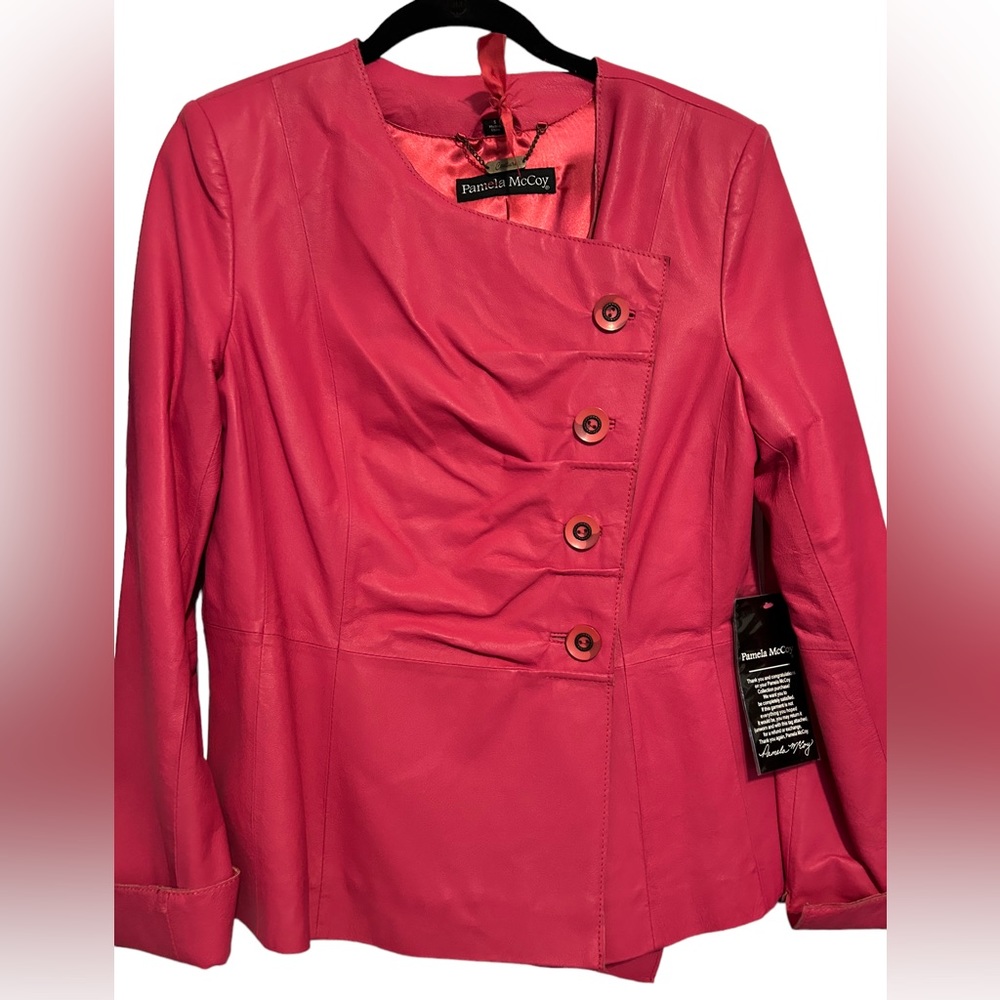 Pamela Mccoy Pink Leather Jacket size small nwt